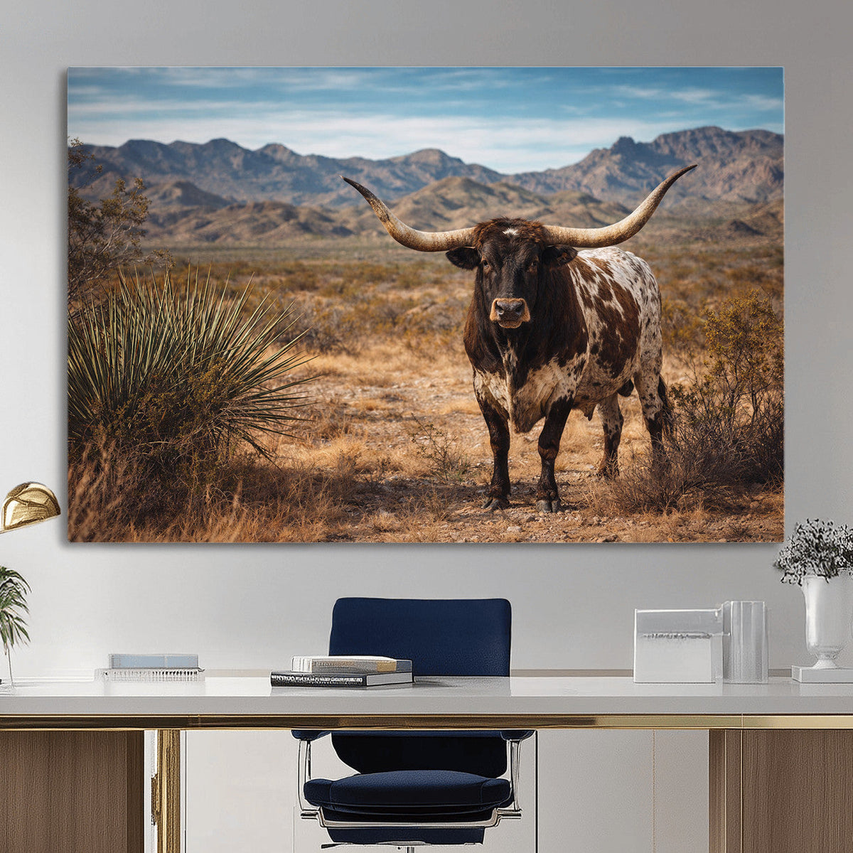 Texas Longhorn Canvas Wall Art Western Bull Desert Moody