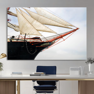 Sailboat Wall Art Canvas Print, Vintage Ship Bow Framed
