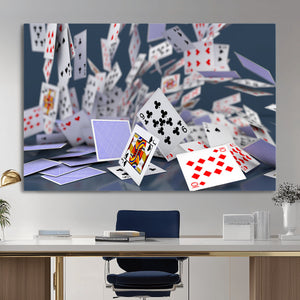 Playing Cards Canvas Wall Art | Casino Game Room Decor,