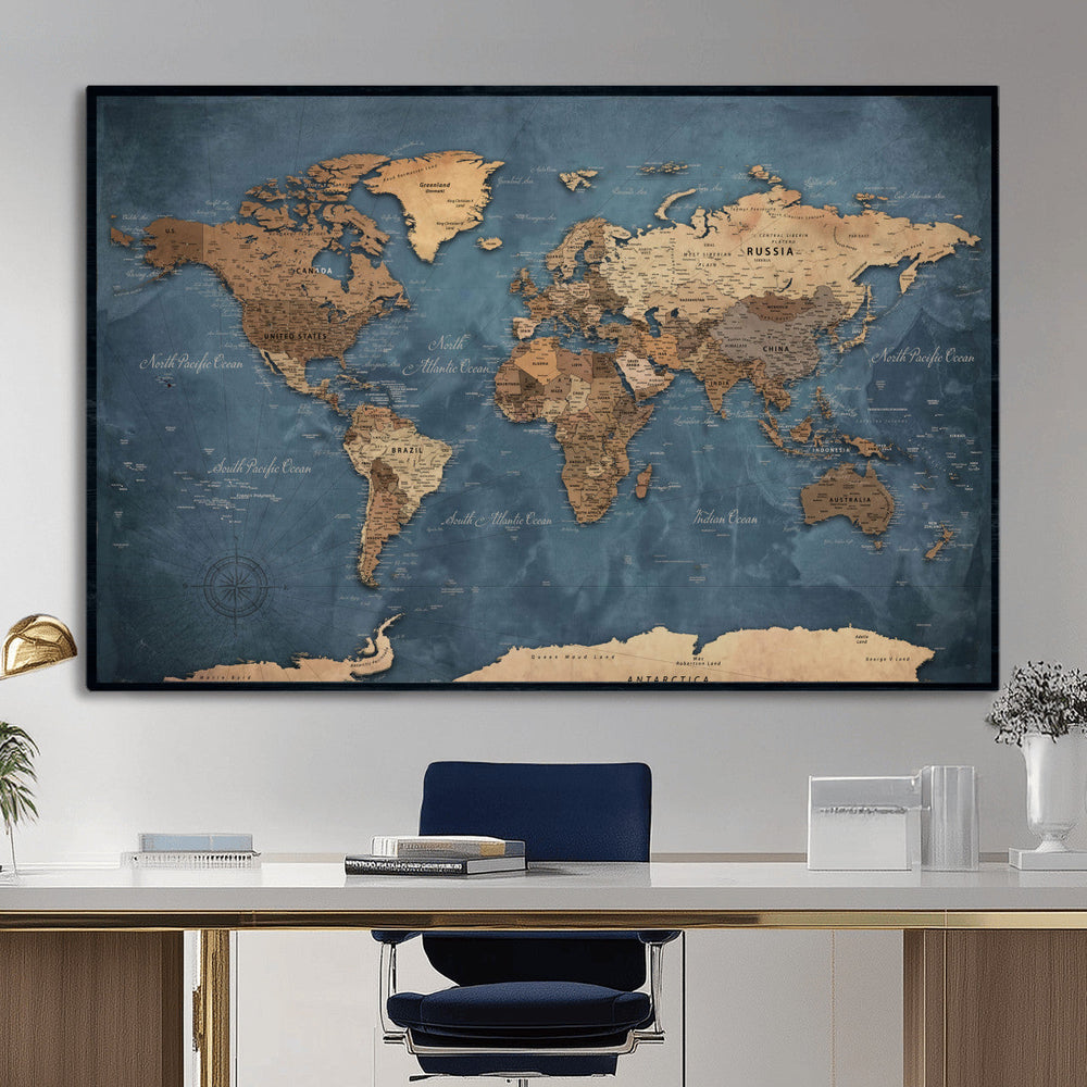 World Map Canvas Wall Art Canvas Print