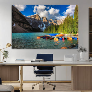 Moraine Lake 3-Panel Wall Art, Majestic Mountain and Lake