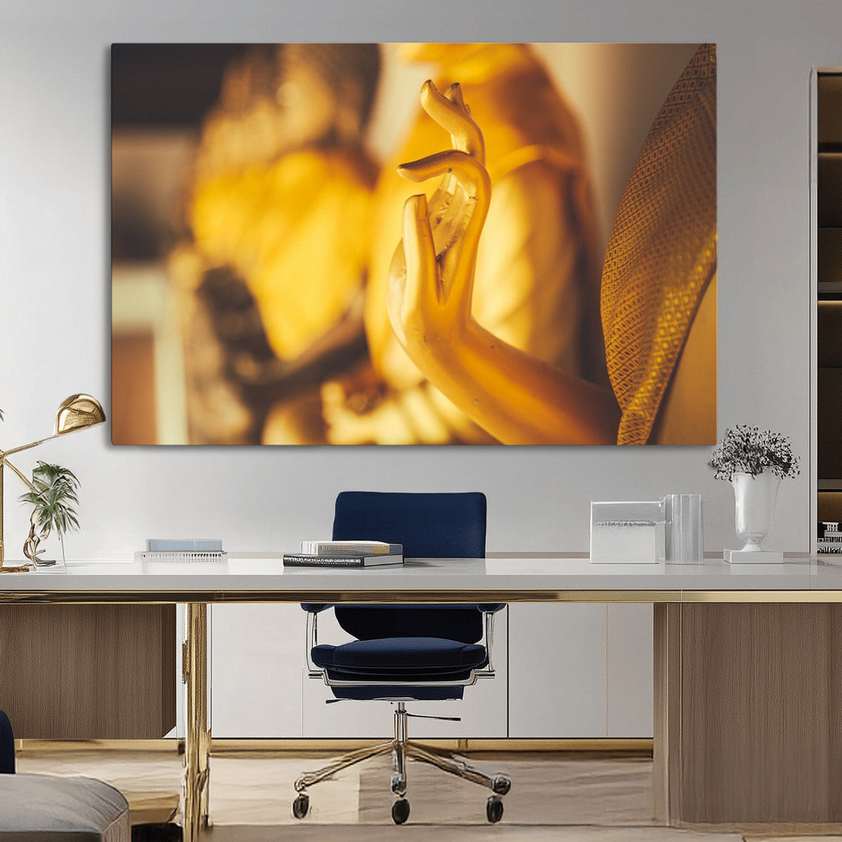 Gold Buddha Statue Hands Wall Art Canvas Print