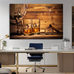 Rustic Whiskey and Barrel Canvas Print