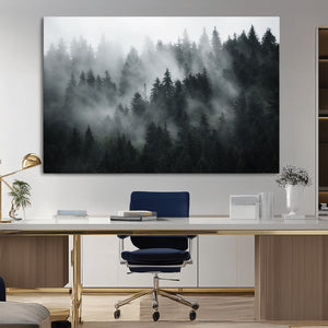 Foggy Forest Wall Art Canvas Print | 3 Panel Large Misty