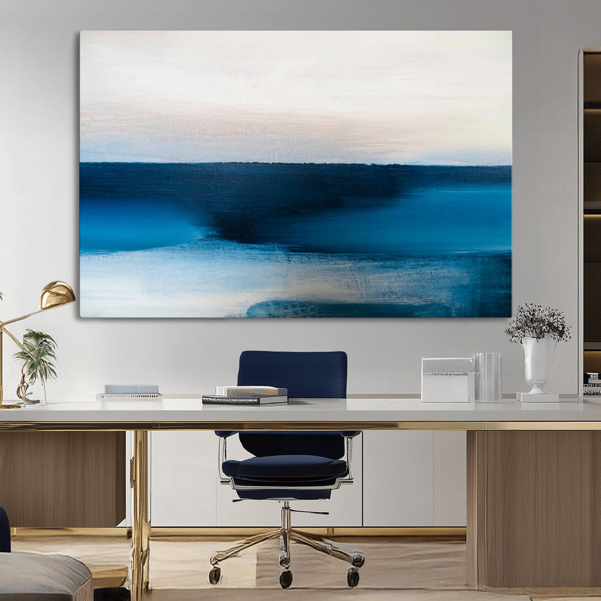 Dark Blue Abstract Wall Art Canvas Print