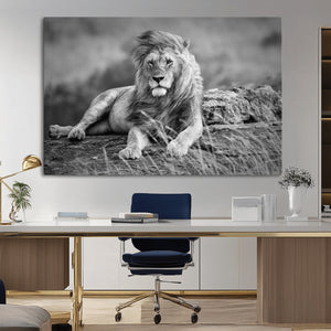 King Forest Lion Wall Art Canvas Print – Framed Majestic