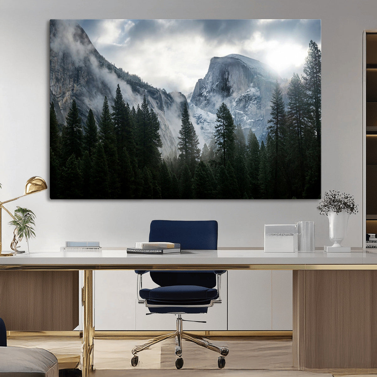 Yosemite National Park El Capitan Foggy Mountain Wall Art |