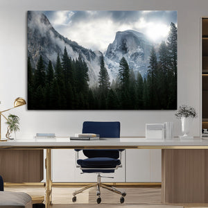 Yosemite National Park El Capitan Foggy Mountain Wall Art |