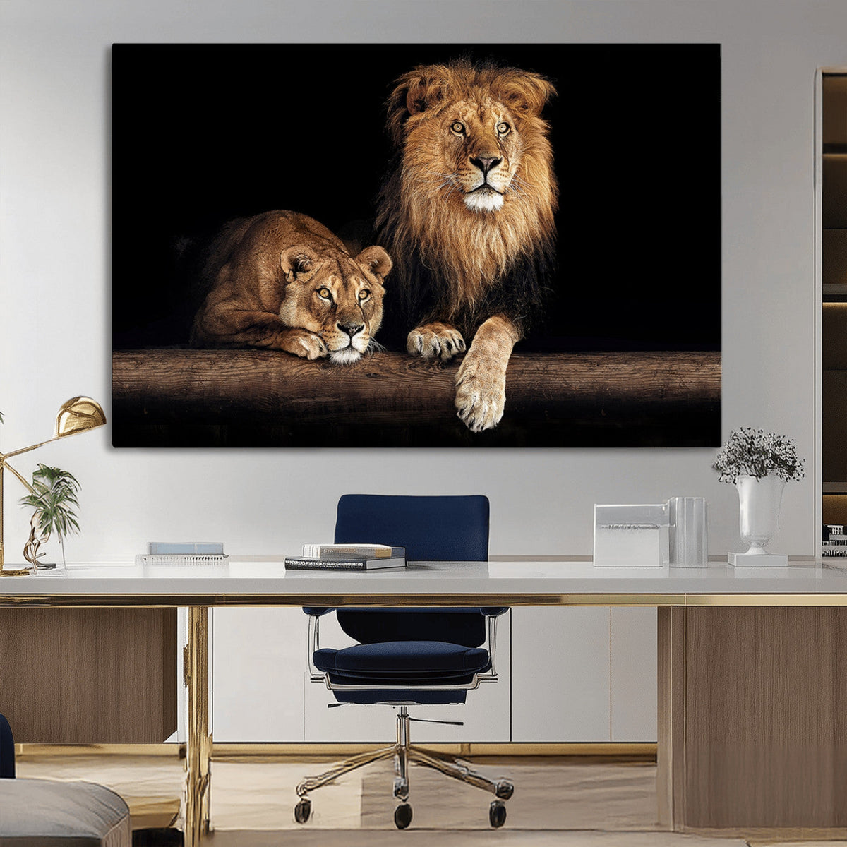 Lion Canvas Wall Art – Majestic Animal Print Artwork for