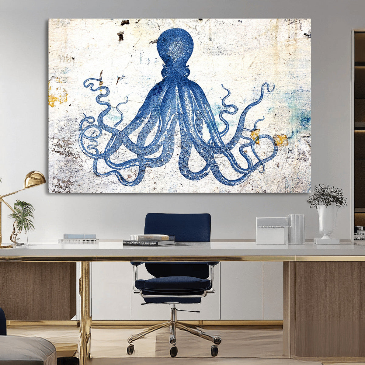 Octopus Canvas Wall Art | Coastal Marine Life Artwork for