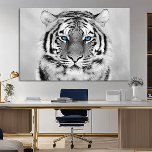 Black and White Tiger Wall Art Animal Canvas Print
