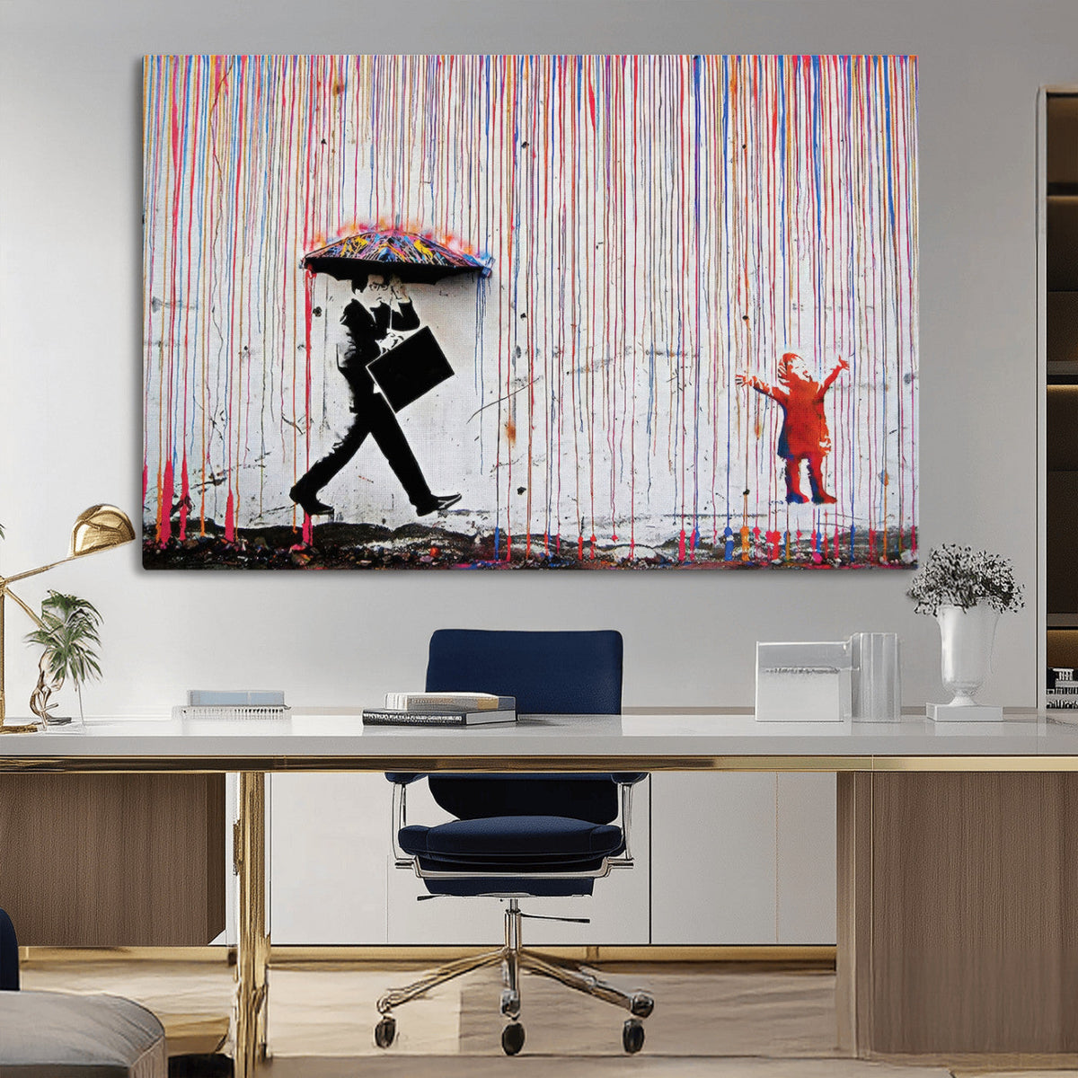 Banksy Wall Art Canvas Print, Framed Graffiti Art Picture