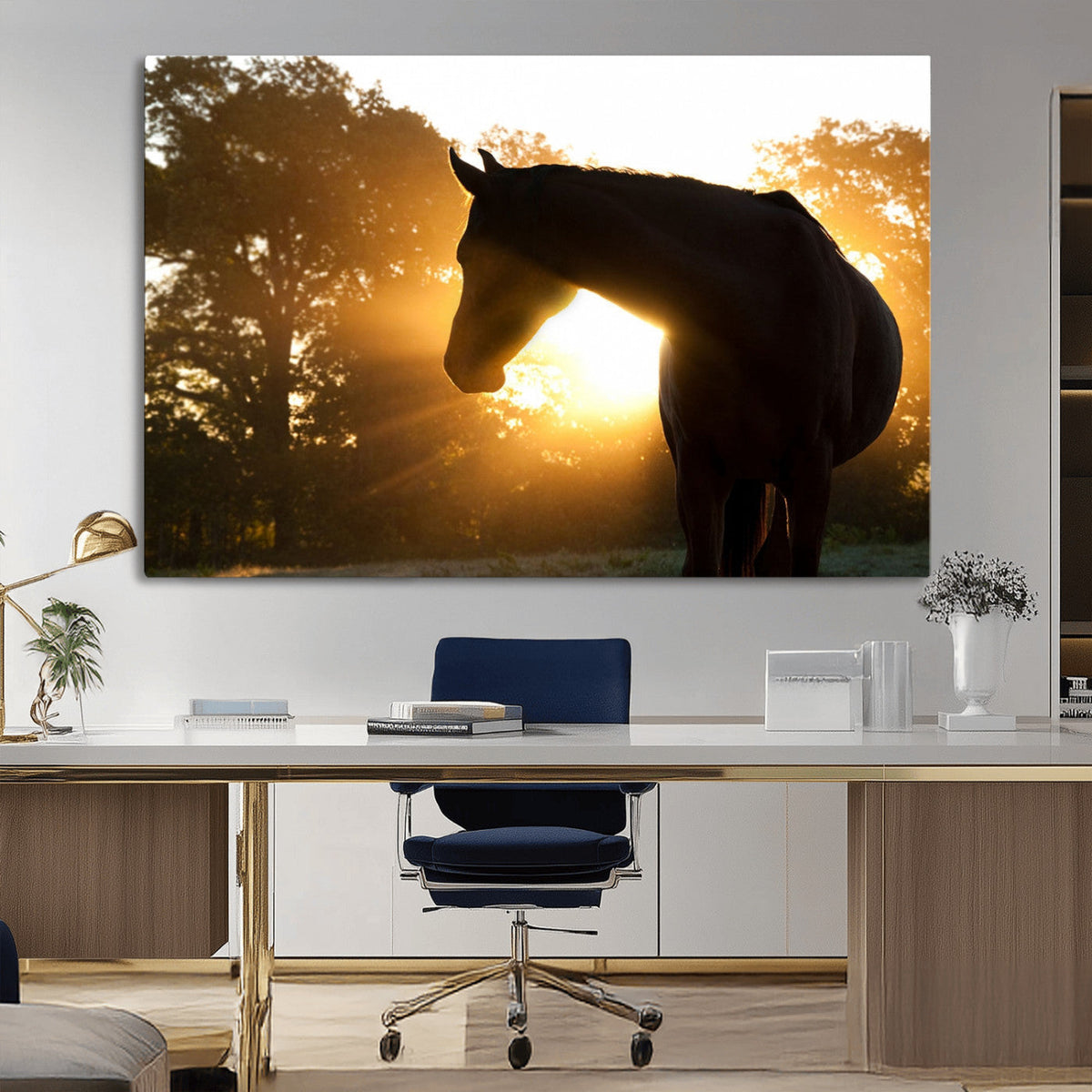 Horse at Sunset Wall Art Animal Canvas Print