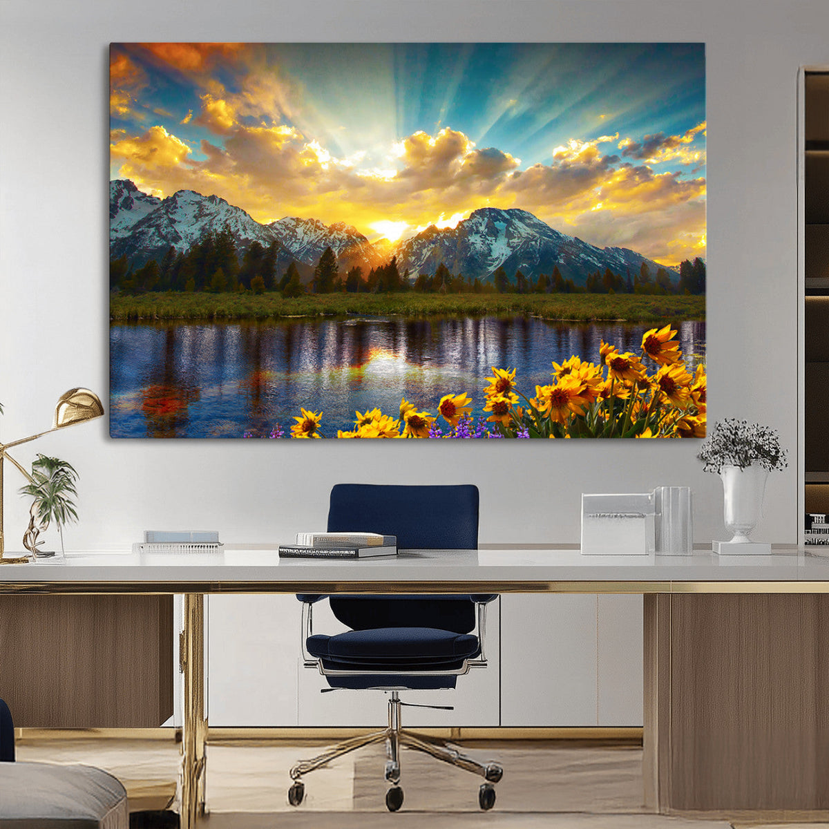 Grand Teton Park Sunrise Wall Art – Vibrant Landscape Canvas