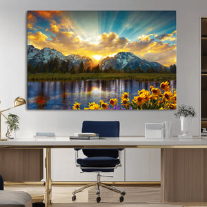 Grand Teton Park Sunrise Wall Art – Vibrant Landscape Canvas