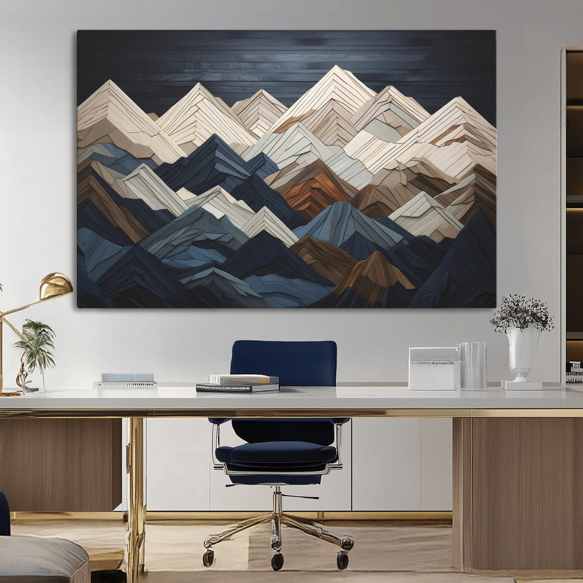 Mountain Wall Art – Modern Geometric Landscape Canvas Print,
