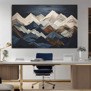Mountain Wall Art – Modern Geometric Landscape Canvas Print,