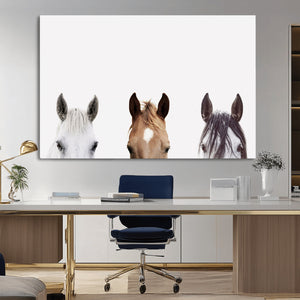 Horse Prints Set, Set of 3 Horse Wall Art, Horses Portraits,