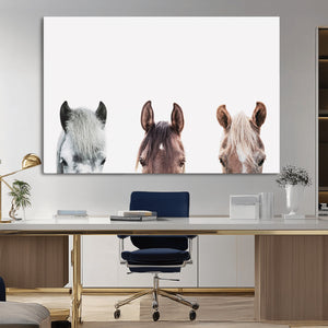 Horse Wall Art - Minimalist Horse Triptych Wall Art – Modern