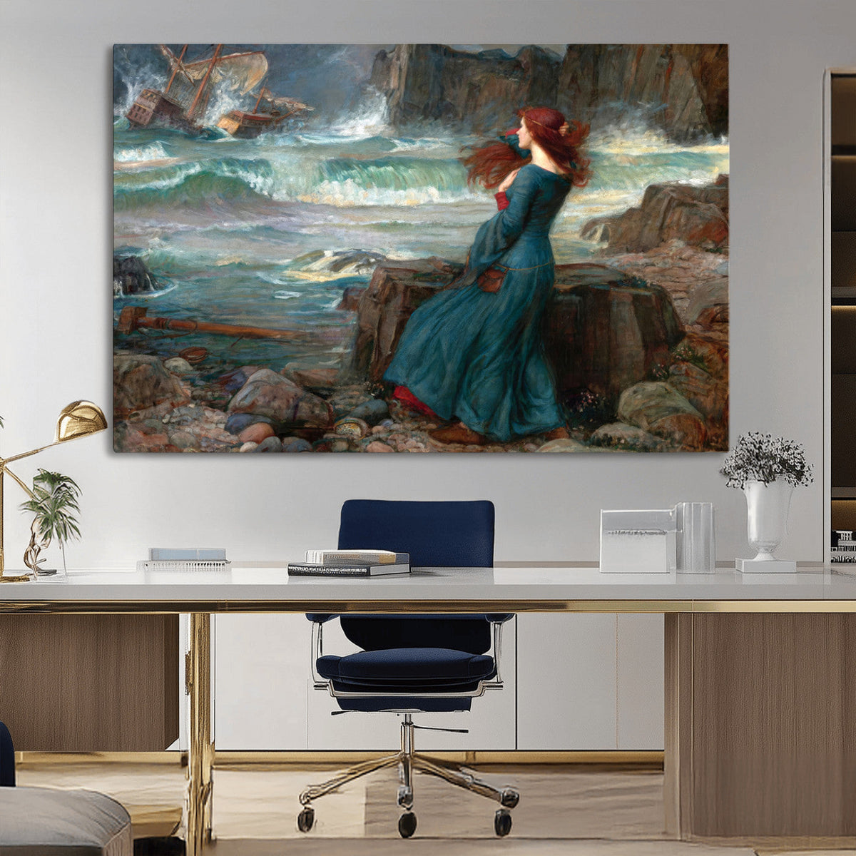 Miranda by the Shore Wall Art Canvas Print – Tempest Scene