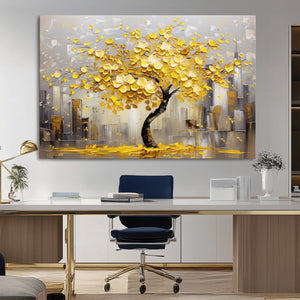 Golden Tree Canvas Print | Abstract Wall Art for Modern