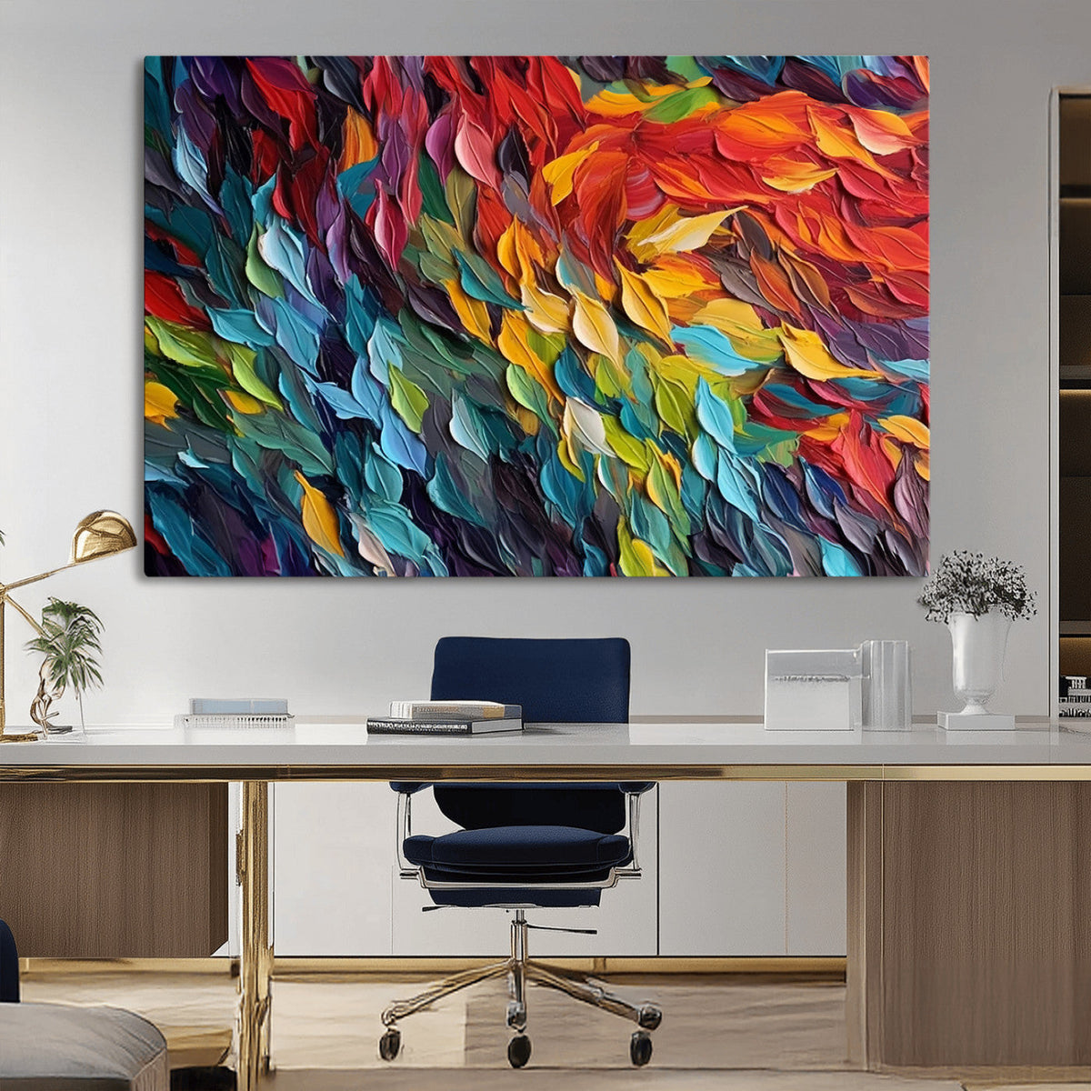 Vibrant Abstract Leaf Wall Art Canvas Print | Bold Colorful