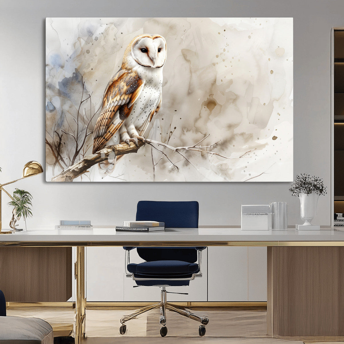Barn Owl Wall Art | Watercolor Canvas Print | Perfect for