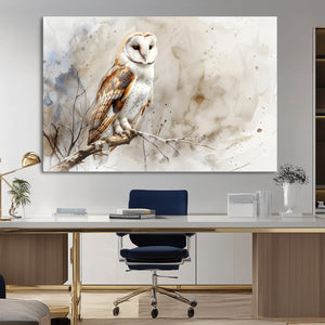 Barn Owl Wall Art | Watercolor Canvas Print | Perfect for