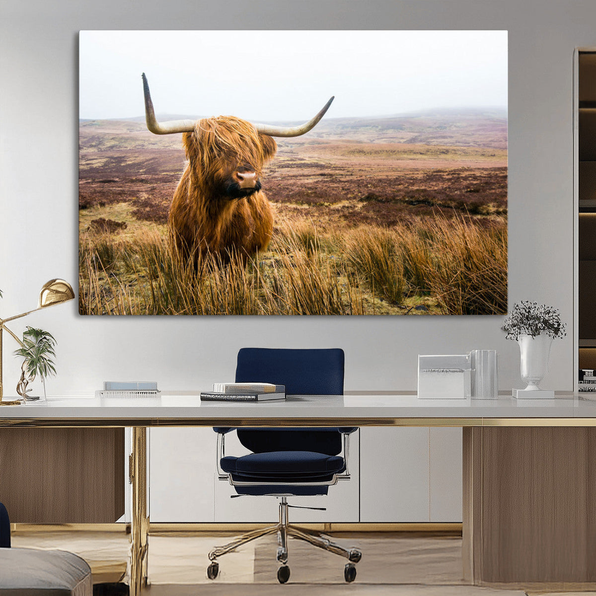 Scottish Highland Cow Canvas Wall Art – Rustic Farmhouse