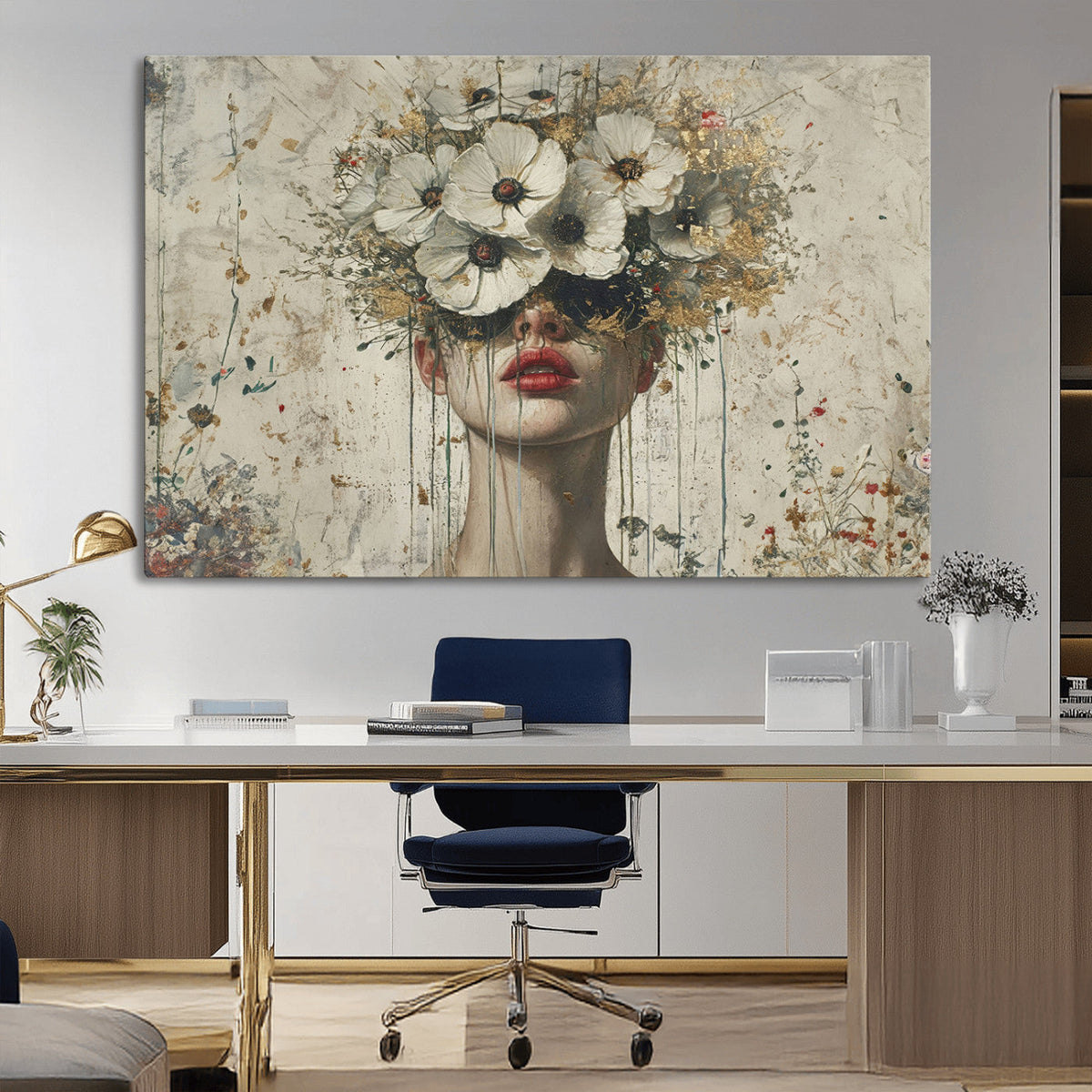 Abstract Floral Women Patel Wall Art Canvas Print