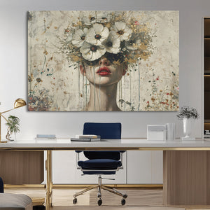 Abstract Floral Women Patel Wall Art Canvas Print