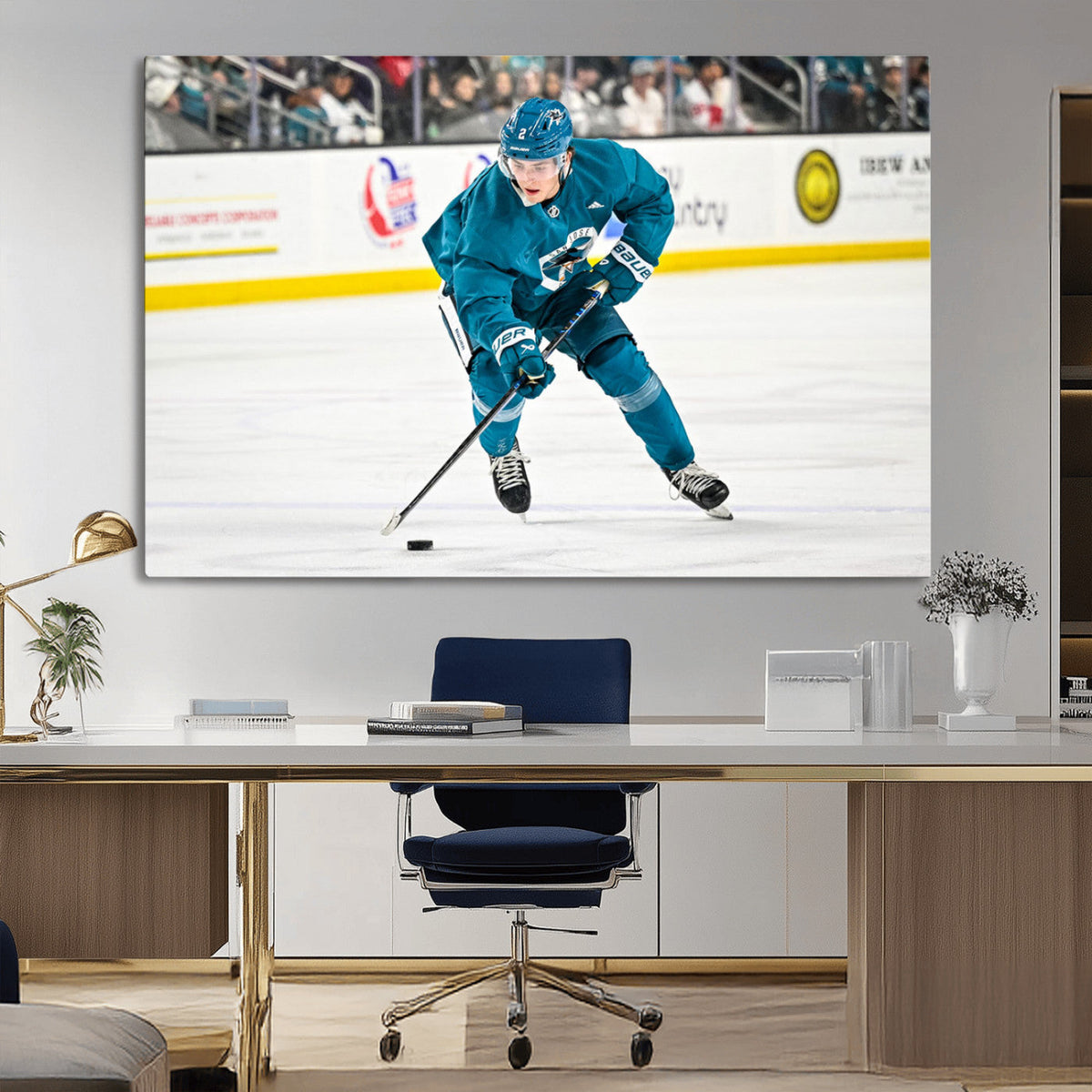 San Jose Sharks Ice Hockey Player Wall Art Canvas Print