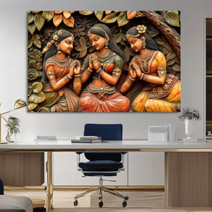 Indian Woman Statue Wall Art Canvas Print
