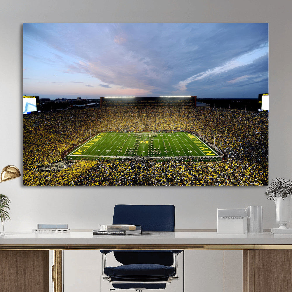 Michigan Stadium Wall Art Canvas Print, Vibrant Game Day