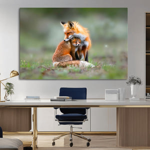 Heartwarming Fox and Baby Cub Wall Art | Ready to Hang