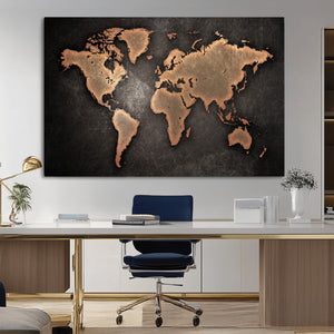 World Map Canvas Print – Framed Travel Map Wall Art for