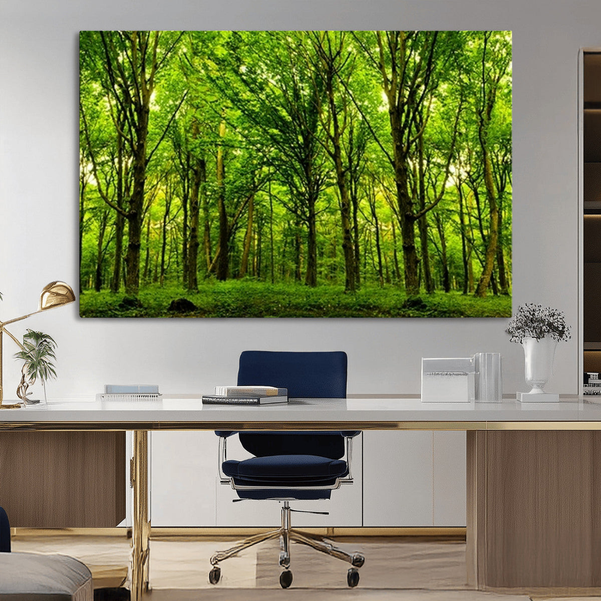 Lush Green Forest Canvas Print | 3-Panel Forest Wall Art |