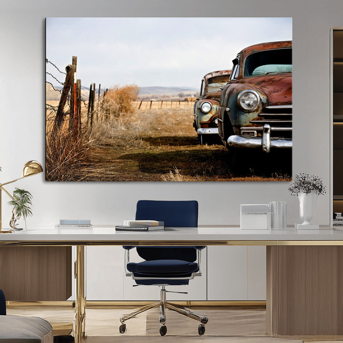 Old Rustic Classic Car Wall Art Canvas Print