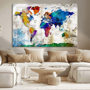 World Map Canvas Print – Framed Travel Map Wall Art for