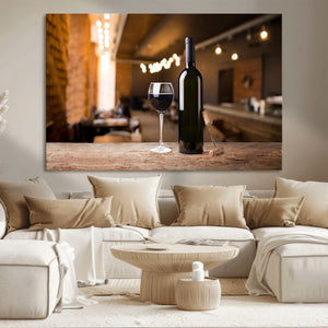 Wine and Bottle Wall Art Canvas Print
