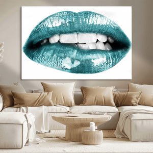 Blue Lips Wall Art Canvas Print