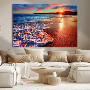 Colorful Coastal Sunset on the Beach Canvas Print, Ocean