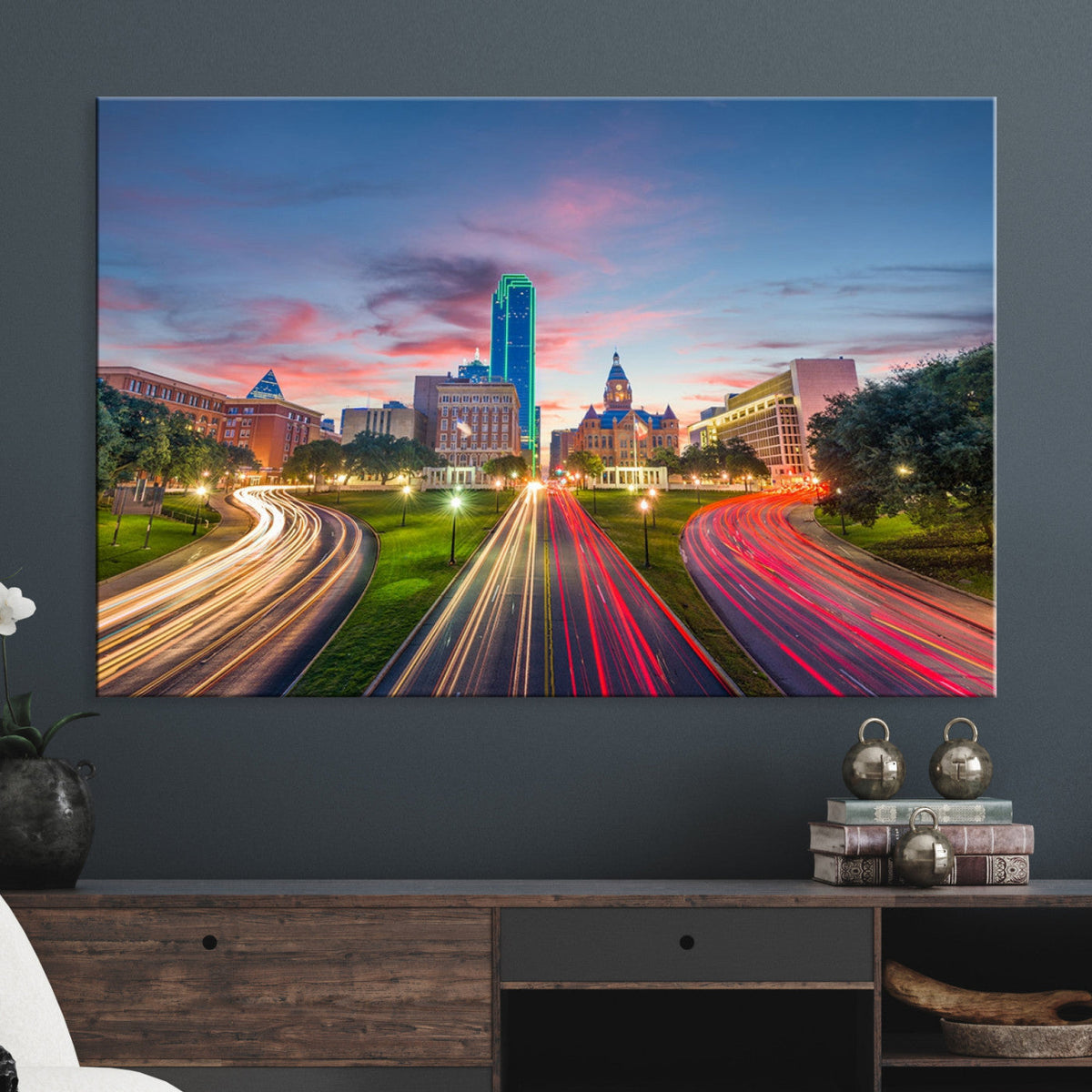 Dallas City Lights Large Wall Art Dallas Cityscape Canvas
