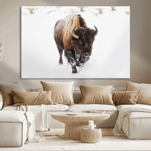 Bison Winter Wall Art Canvas Print For Farmhouse Decor