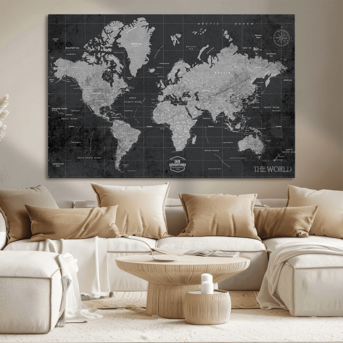World Map Canvas Print – Detailed Map of the World Wall Art