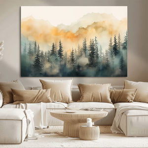 Abstract Forest Print - Mountain Wall Art | Autumn Landscape