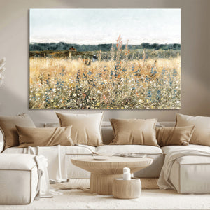Wildflower Field Wall Art Canvas | Nature-Inspired Landscape