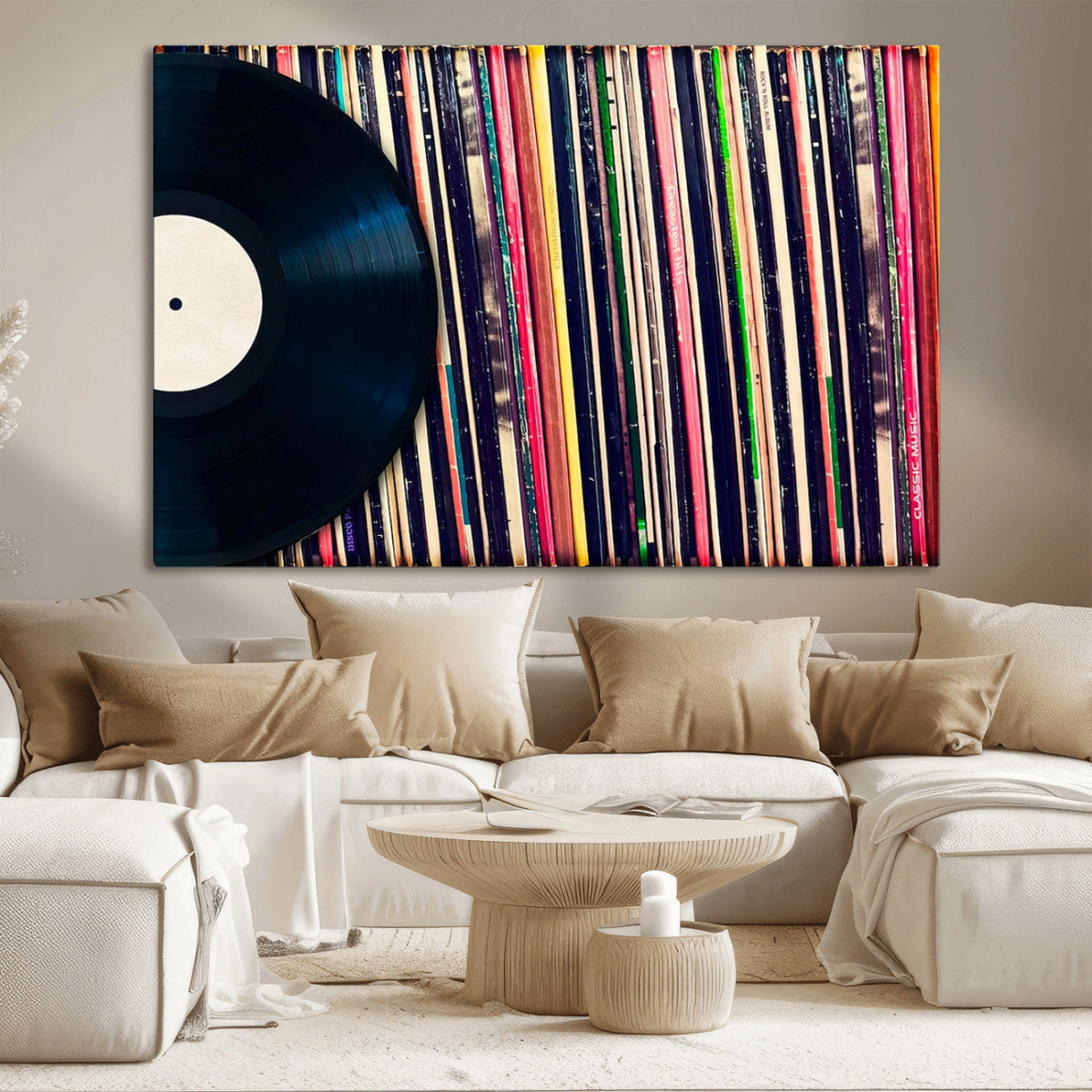 Vinyl Record and Album Collection Canvas Wall Art - Retro