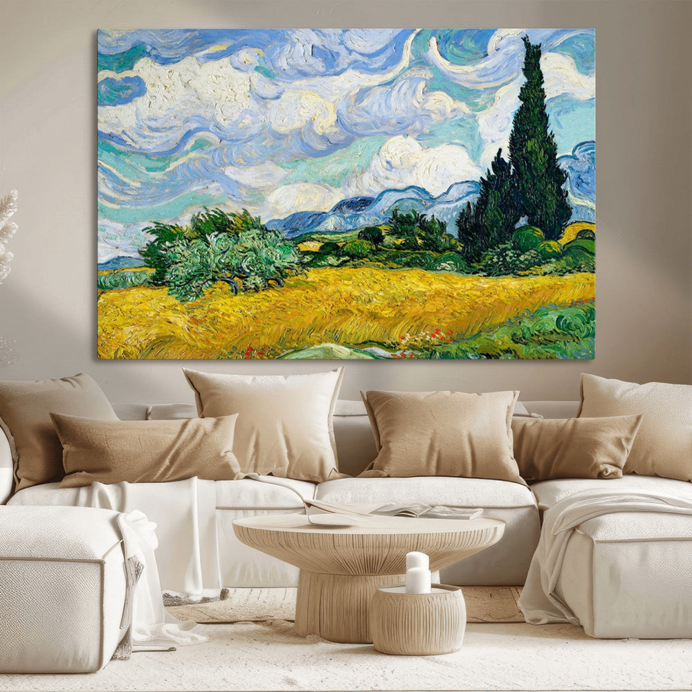 Wheatfield With Cypresses By Van Gogh Painting Wall Art