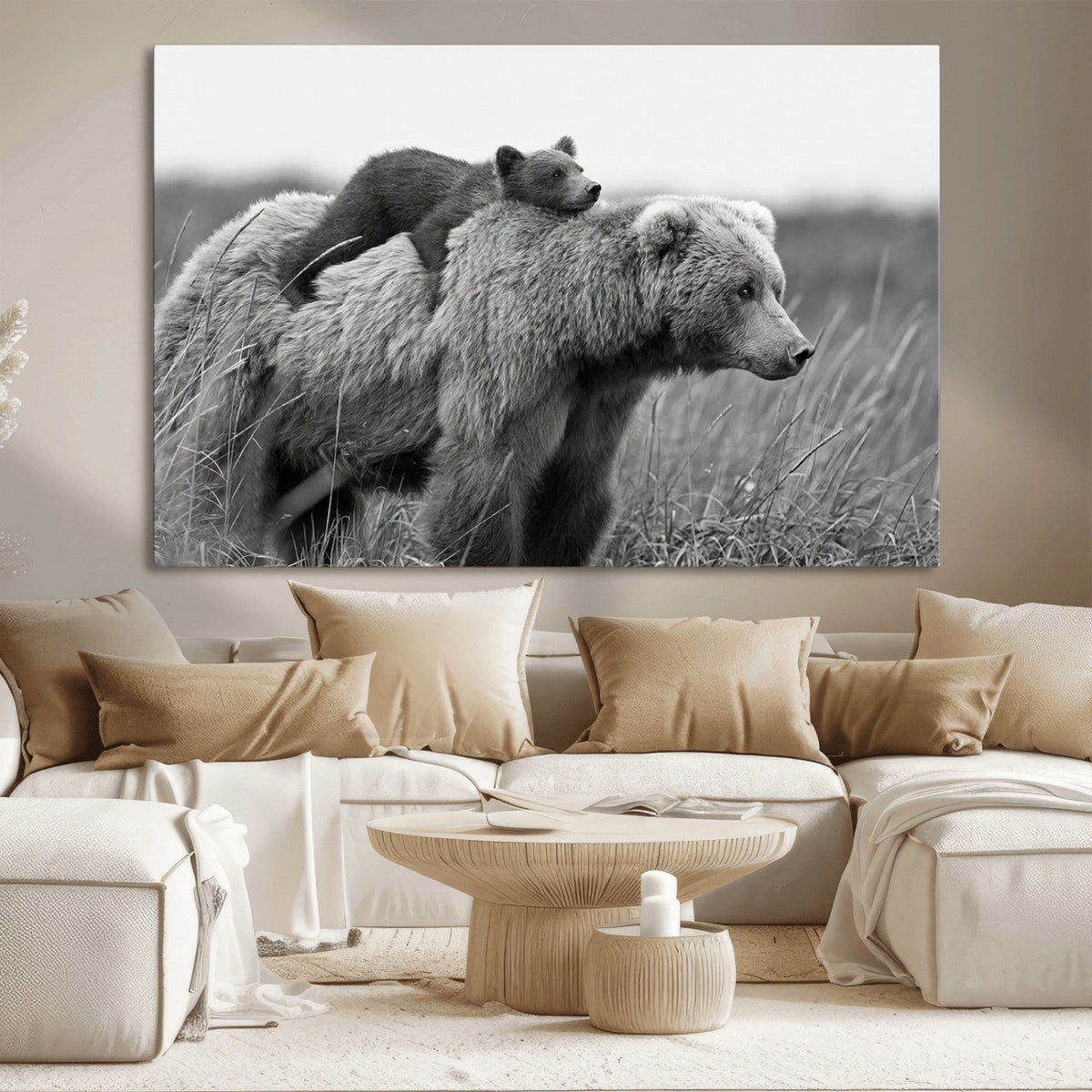 Bear and Cub Wall Art Canvas | 399 Bear Cub